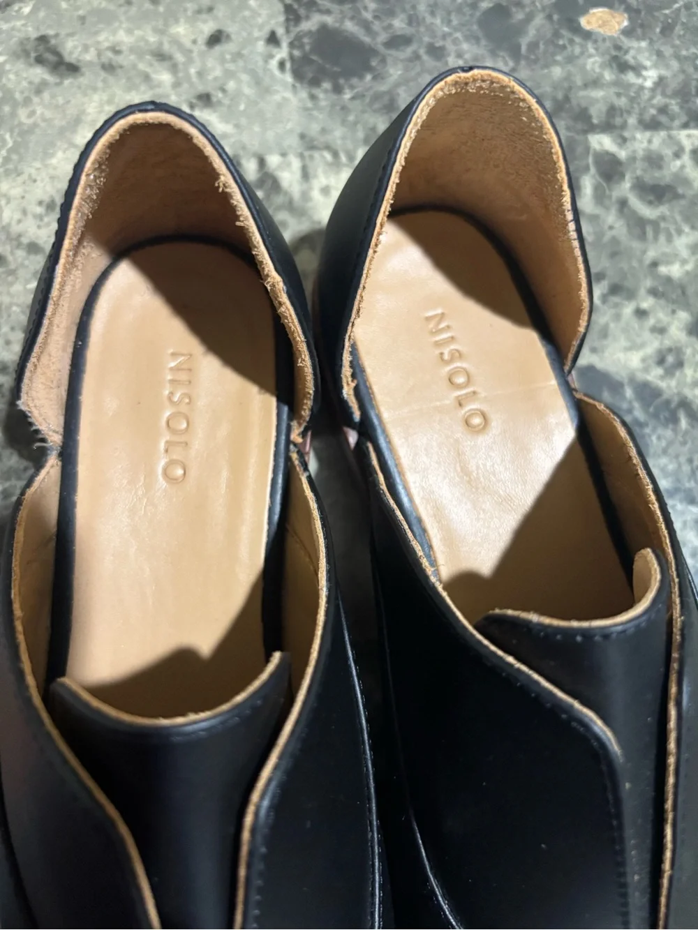 NWOB Nisolo Ema d’ Orsay Oxford 2.0 Black Leather Women's Slip-On Loafers